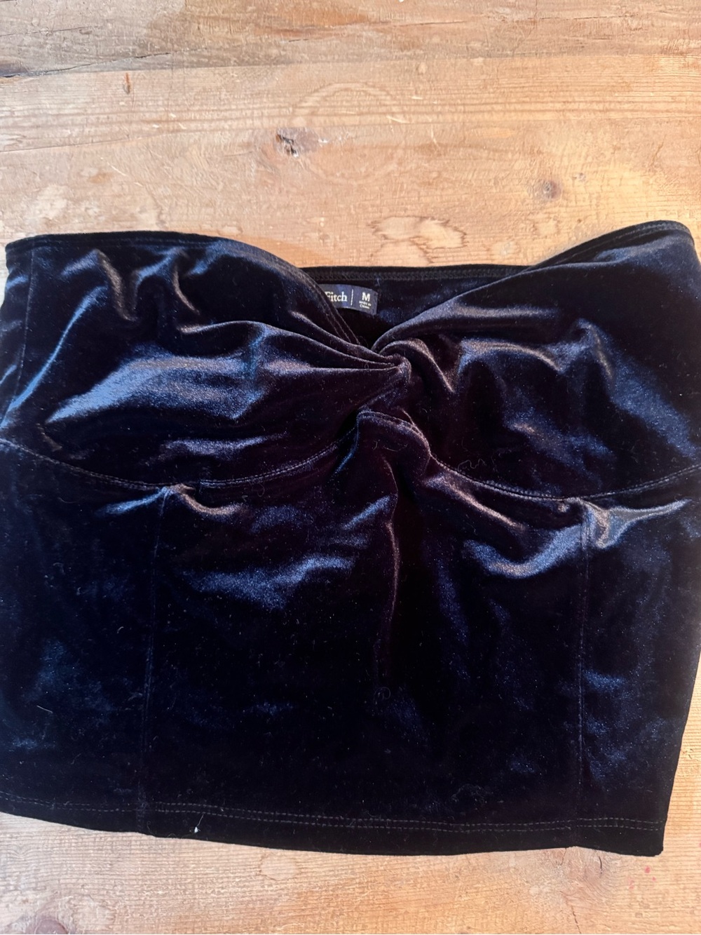 Velvet Twist Front Mini Skirt - Black